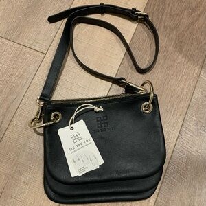 NEW! Tic Tac Toe Minime NWT Purse Interchangeable Handbags Black Leather w/ Gold